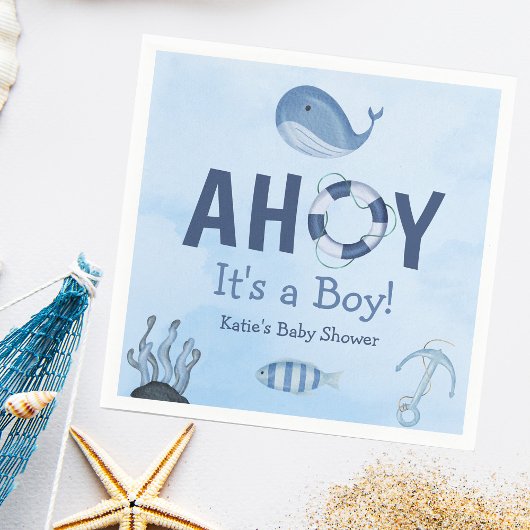 Ahoy Es ist eine Baby-Dusche für junge Meerestiere Serviette