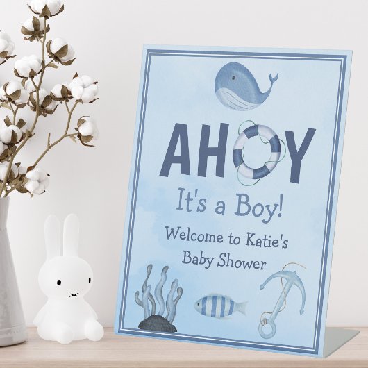 Ahoy Es ist eine Baby-Dusche für junge Meerestiere Sockelschild