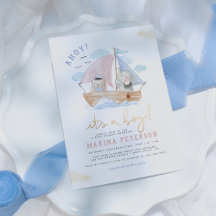 Ahoy Es ist eine Baby Elephant Sailboat Babydusche
