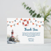 Ahoy Es ist eine Baby-Kinderdusche Dankeskarte (Stehend Vorderseite)