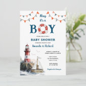 Ahoy Es ist eine Baby-Kinderdusche Einladung (Stehend Vorderseite)