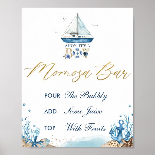 Ahoy Es ist eine Baby-Kinderdusche Momosa Bar Poster (Vorne)