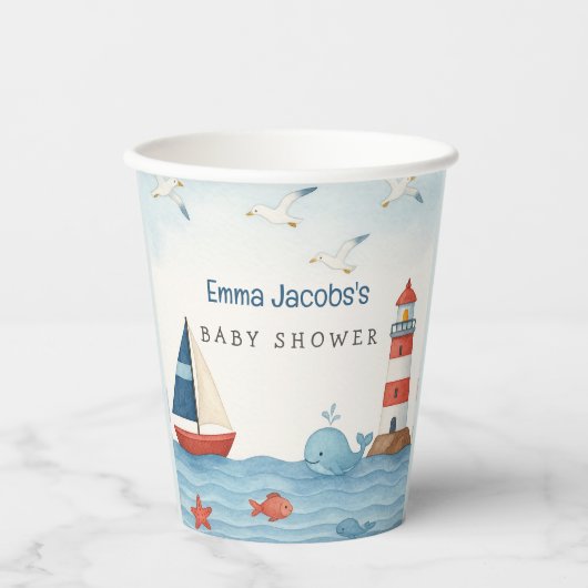 Ahoy Es ist eine Baby-Kinderdusche Pappbecher (Vorderseite)