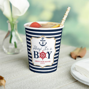 Ahoy Es ist eine Baby Nautical Navy Blue Baby Dusc Pappbecher