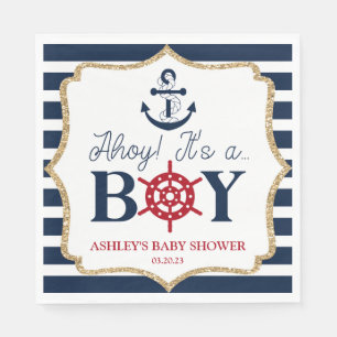 Ahoy Es ist eine Baby Nautical Navy Blue Baby Dusc Serviette