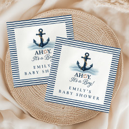 Ahoy Es ist eine Baby Nautical Navy Blue Baby Dusc Serviette