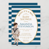 Ahoy Es ist eine Baby Sailor Gold Babydusche Einladung (Vorne/Hinten)