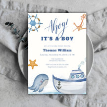 Ahoy Es ist eine Baby Whale Sailboat Babydusche