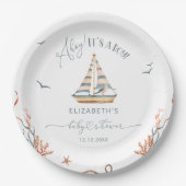 Ahoy Es ist eine Babydusche für Boy Nautical Sailb Pappteller (Vorderseite)