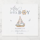 Ahoy Es ist eine Babydusche für Boy Nautical Sailb Schaumweinetikett (Einzelnes Label)