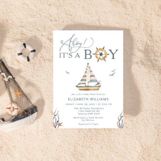 Ahoy Es ist eine Babydusche mit Kinderschiff Einladung