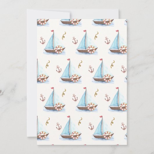 Ahoy Es ist eine Babydusche mit Kinderschiff Einladung (Rückseite)