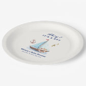 Ahoy Es ist eine Babydusche mit Kinderschiff Pappteller (Schrägansicht)