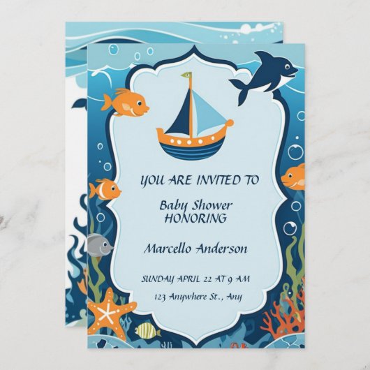 "Ahoy! Es ist eine Boy_ Baby Dusche Einladung (Vorne/Hinten)