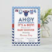 Ahoy Es ist eine Boy Baby Dusche Einladung (Stehend Vorderseite)