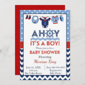Ahoy Es ist eine Boy Baby Dusche Einladung (Vorne/Hinten)