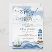 Ahoy es ist eine Boy Baby Shower Einladung (Vorderseite)