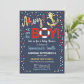 Ahoy es ist eine Boy Baby Shower Einladung (Stehend Vorderseite)