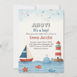 Ahoy Es ist eine Boy Nautical Baby Shower Einladun Einladung