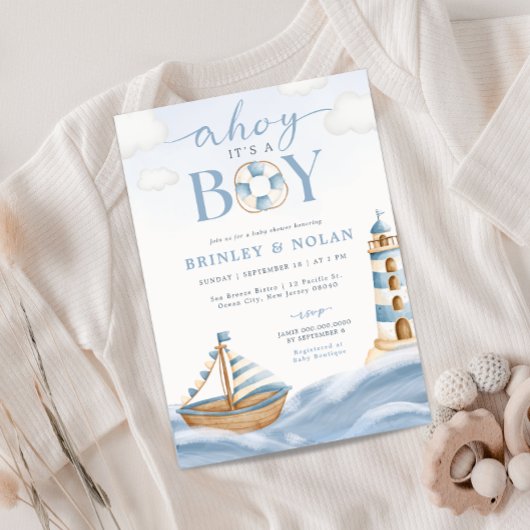 Ahoy Es ist eine Boy Nautical Baby Shower Einladun Einladung