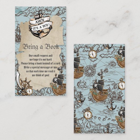 Ahoy Es ist eine Boy Pirate Baby Dusche bringen ei Begleitkarte (Vorne/Hinten)