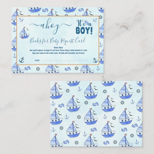 Ahoy es ist eine Boy Sailboat Nautical Baby Shower Begleitkarte (Vorne/Hinten)
