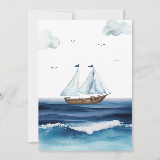 Ahoy! Es ist eine Einladung für eine Babydusche (Rückseite)