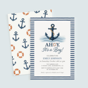 Ahoy Es ist eine junge Kinderdusche, die einlädt Einladung
