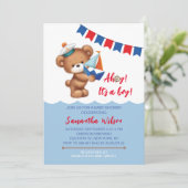 Ahoy! Es ist eine kinderfarbene Kinderdusche Einladung (Stehend Vorderseite)