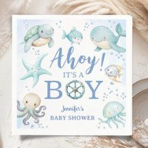 Ahoy, es ist eine nautische Babyparty, Junge Blau