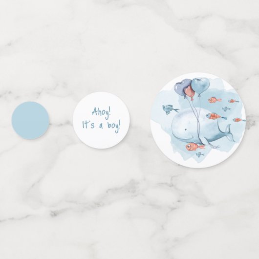 Ahoy Es ist eine Niedliche Whale Baby Dusche Konfetti (Vorderseiten)