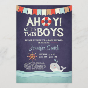 Ahoy es ist zwei Boys Dusche einladen Ocean Nautic Einladung