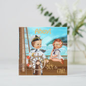 Ahoy Es sind Zwillinge Einladung (Stehend Vorderseite)