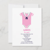 Ahoy Girl Nautical Sailor Anzug Babydusche Einladung (Vorderseite)