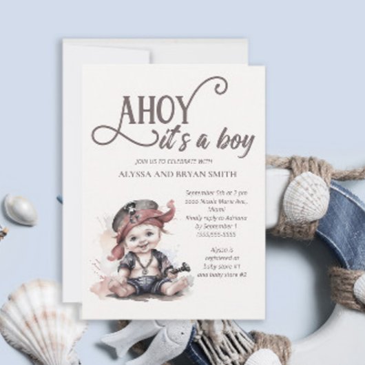 Ahoy hat eine Boy Pirate Baby Dusche Einladung