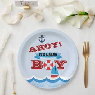 Ahoy ist ein Baby Boy Paper Plate Pappteller