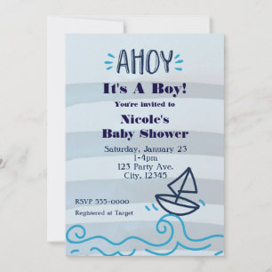AHOY ist ein Baby Dusche Nautikladen Einladung
