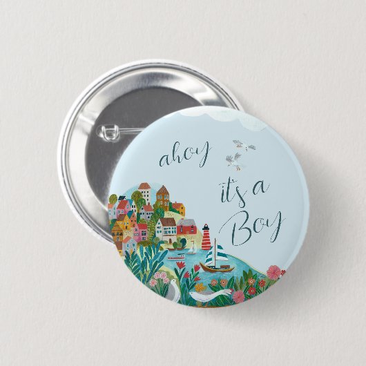 Ahoy ist ein Baby-Dusche-Party Button (Vorne & Hinten)