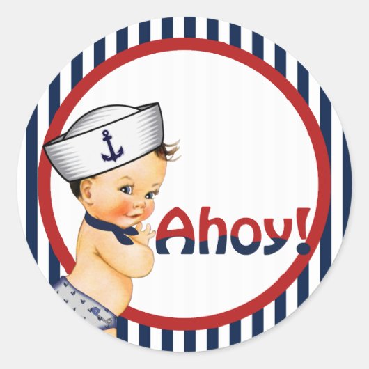 Ahoy ist ein Baby-Duschkleber Runder Aufkleber (Vorderseite)
