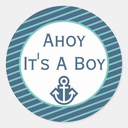 Ahoy ist ein Baby-Duschkleber Runder Aufkleber (Vorderseite)