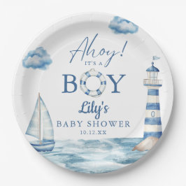 Ahoy ist ein Baby Nautical Baby Dusche Pappteller