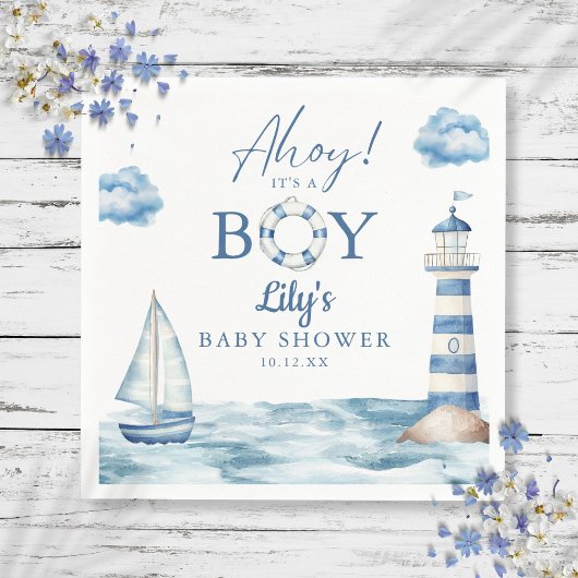 Ahoy ist ein Baby Nautical Baby Dusche Serviette
