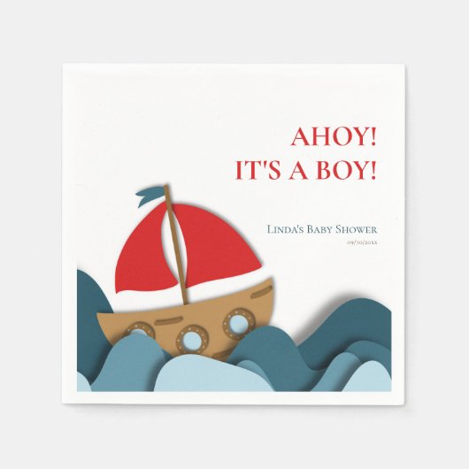 Ahoy ist ein Baby Nautical Boy Baby Dusche Serviette (Vorderseite)