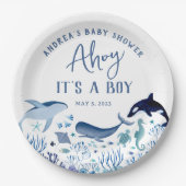 Ahoy ist ein Boy Blue unter der Sea Baby Dusche Pappteller (Vorderseite)