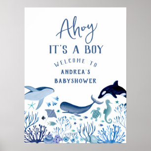 Ahoy ist ein Boy Blue unter der Sea Baby Dusche Poster