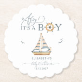 Ahoy ist ein Boy Nautical Sailboat Untersetzer (Vorderseite)