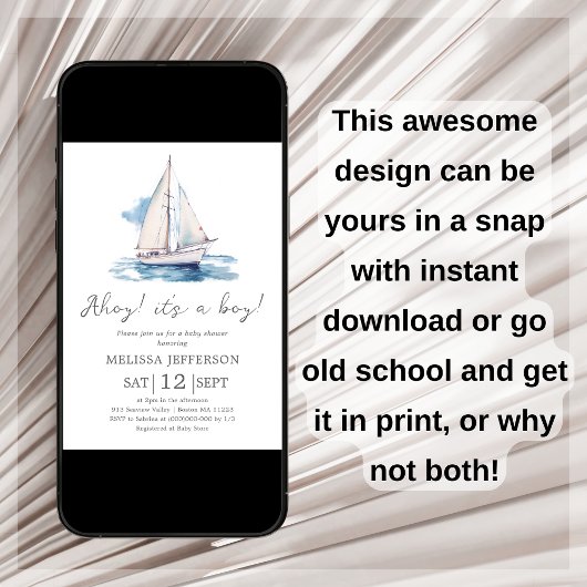 Ahoy ist ein Junge | Bootsanlegerdusche Einladung