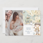 Ahoy ist ein Junge Pirate Adventure Birth Ankündig Ankündigung (Vorderseite)