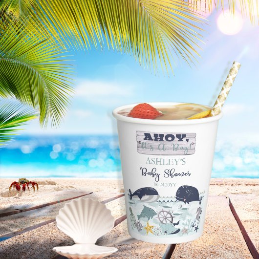 Ahoy ist ein Junge unter der Sea Baby Dusche Pappbecher