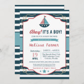 Ahoy ist eine Baby-Kinderdusche Einladung (Vorne/Hinten)